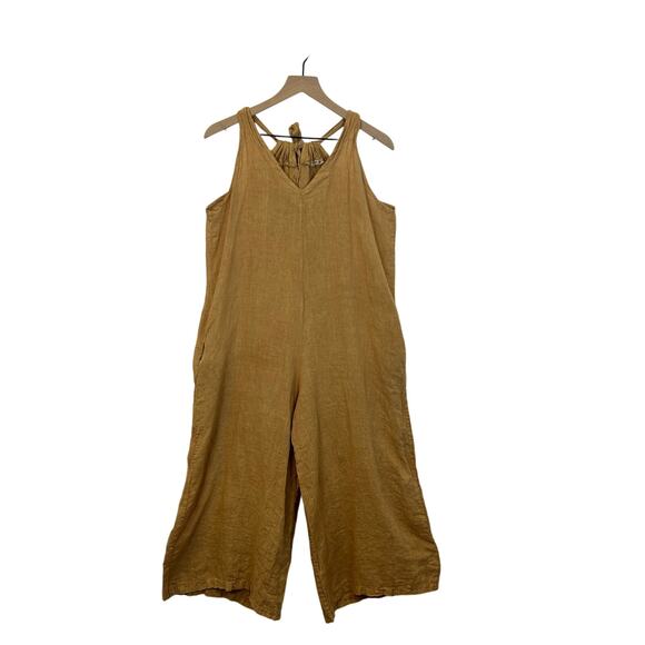 Meo Meli Italian Linen Jumpsuit lagenlook Tan color Women’s One Size - Picture 1 of 4